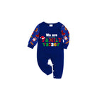 We Are Family Christmas 2026 Family Pajamas Set - Blue Top, Blue Pants, Blue Christmas Cartoon Sleeves