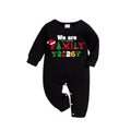 "We Are Family 2026" Coloful Text Pattern Black Long Sleeve Top