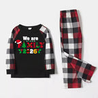 Christmas We are Family 2026 Letter Print Red & Black & Grey & White Plaid Family Matching Pajamas With Dog