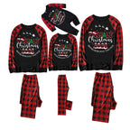 Cute Elk and "2026 Family Christmas" Text Print Black & Red Plaid Christmas Matching Pajamas