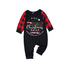 Cute Elk and "2026 Family Christmas" Text Print Black & Red Plaid Christmas Matching Pajamas