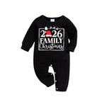 "Family Christmas 2026" Text Printed Black and Green Plaid Family Christmas Matching Pajamas