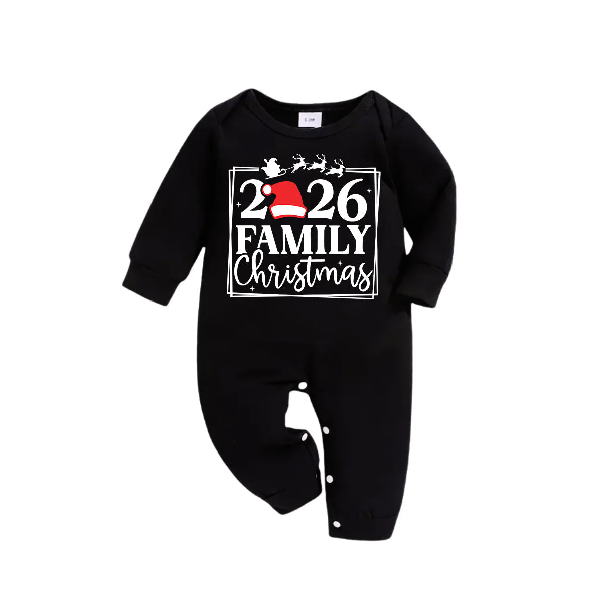 "Family Christmas 2026" Text Printed Black and Green Plaid Family Christmas Matching Pajamas