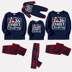 "2026 Family Christmas and Elk" Prints Blue Long Sleeves Top with Red and Blue Plaid Pants Christmas Matching Pajamas