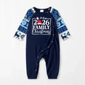"Family 2026 Christmas" Text and Santa Hat Print Blue Family Matching Pajamas