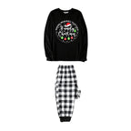 "MAKING MEMORIES TOGETHER FAMILY CHRISTMAS 2026" Text Pattern - Black Long Sleeve Top with Black And White Plaid Pants Family Matching Pajamas