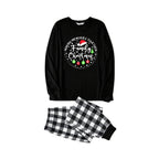 "MAKING MEMORIES TOGETHER FAMILY CHRISTMAS 2026" Text Pattern - Black Long Sleeve Top with Black And White Plaid Pants Family Matching Pajamas