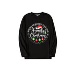 "Making Memories Together Family Christmas 2026" Circle Colorful Text Pattern Black Long Sleeve Top