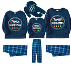 "MAKING MEMORIES TOGETHER FAMILY CHRISTMAS 2026" Text Pattern - Blue Long Sleeve Top With Blue Plaid Family Matching Pajamas