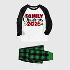 "Family Christmas 2026" Printed Green and Black Plaid Christmas Family Pajamas