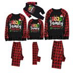 Cute Deer and "2026 Family Christmas" Text Print Black & Red Plaid Christmas Matching Pajamas