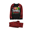 Cute Deer and "2026 Family Christmas" Text Print Black & Red Plaid Christmas Matching Pajamas