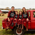 "2026 Christmas Crew" Text Print Black & Red Plaid Christmas Matching Pajamas