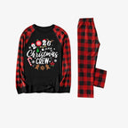 "2026 Christmas Crew" Text Print Black & Red Plaid Christmas Matching Pajamas