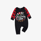 "2026 Christmas Crew" Text Print Black & Red Plaid Christmas Matching Pajamas