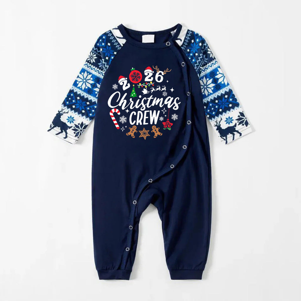2026 Christmas Crew Making Memories Together Text Print Blue Family Matching Pajamas