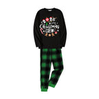 "2026 Christmas Crew" Text Printed Black and Green Plaid Family Matching Pajamas