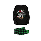 "2026 Christmas Crew" Text Printed Black and Green Plaid Family Matching Pajamas