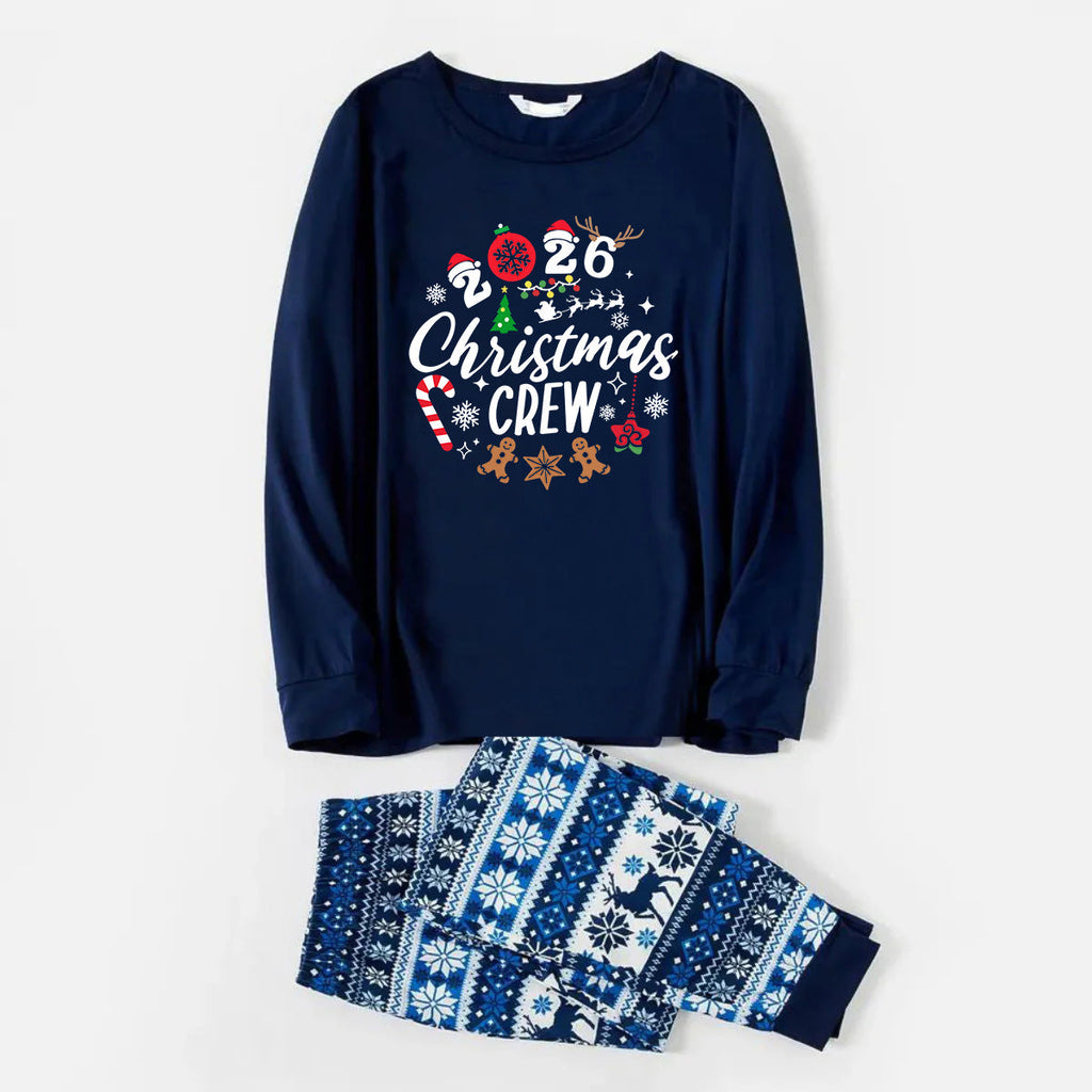 2026 Christmas Crew Making Memories Together Text Print Blue Family Matching Pajamas