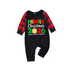 Cute "Family Christmas 2026" Text Print Black & Red Plaid Family Matching Pajamas