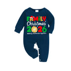 "Family Christmas 2026" Cute Text and Santa Hat Prints Blue Long Sleeve Top With Blue Plaid Family Matching Pajamas