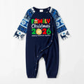 Cute Family Christmas 2026 Text Print Blue Family Christmas Matching Pajamas
