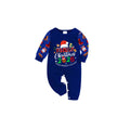 Merry Christmas 2026 Making Memories Family Pajamas Set - Blue Top, Blue Pants, Christmas Cartoon Sleeves, Santa & Gingerbread Print