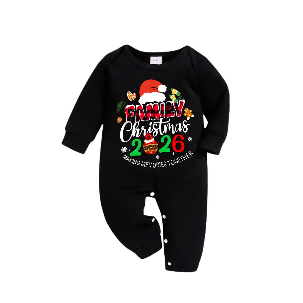 "Making Memories Together Christmas 2026" Print Black and Green Plaid Pants Family Matching Pajamas