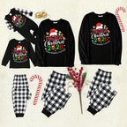 Family Christmas 2026 Making Memories Together Text Print Black Long Sleeve Top with Black And White Plaid Pants Family Matching Pajamas