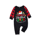 Santa Hat and "2026 Family Christmas" Text Print Black & Red Plaid Christmas Matching Pajamas