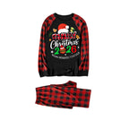 Santa Hat and "2026 Family Christmas" Text Print Black & Red Plaid Christmas Matching Pajamas