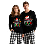 Family Christmas 2026 Making Memories Together Text Print Black Long Sleeve Top with Black And White Plaid Pants Family Matching Pajamas