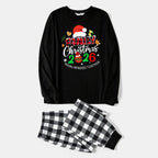 Family Christmas 2026 Making Memories Together Text Print Black Long Sleeve Top with Black And White Plaid Pants Family Matching Pajamas