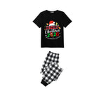 Making Memories Together Family Christmas 2026 Pajamas Set - Black Top Black and White Plaid Pants Santa Hat Graphic