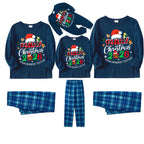 Family Christmas 2026 Making Memories Together Text Print Blue Long Sleeve Top With Blue Plaid Family Matching Pajamas