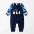 Joyful Blue Christmas Pajamas Set  With Snowman and Cheer Text Prints