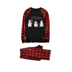 Red and Black Plaid Christmas Pajamas Set With Snowman and Slogan Designs