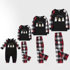Christmas Family Matching Pajamas-Red and Gray Plaid Pjs set with "Let It Snow" and Christmas Snowman Pattern Colorful Print