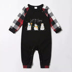 Christmas Family Matching Pajamas-Red and Gray Plaid Pjs set with "Let It Snow" and Christmas Snowman Pattern Colorful Print