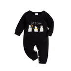 Christmas Family Matching Pajamas-Black Top and Green Plaid Pants Pjs Set with Snowman and "Let It Snow" Print