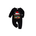 Black Top and Green Plaid Pants Christmas Pajamas Set With Santa Hat and "Merry Christmas 2026" Text Print