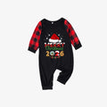 Red and Black Plaid Christmas Pajamas Set With Santa Hat and "Merry Christmas 2026" Text Print