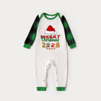 Green Raglan Top Green Plaid Christmas Pajamas Set With Santa hat and "MERRY Christmas 2026 " Print