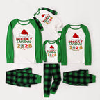 Green Raglan Top Green Plaid Christmas Pajamas Set With Santa hat and "MERRY Christmas 2026 " Print