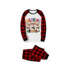 Red and Black Plaid Christmas Pajamas Set With "HO HO HO" and Reindeer Cartoon Print