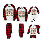 Red and Black Plaid Christmas Pajamas Set With "HO HO HO" and Reindeer Cartoon Print