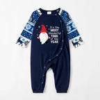 Joyful Blue Christmas Pajamas Set Featuring Gnome with Santa Quotes