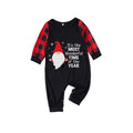 Red and Black Plaid Christmas Pajamas Set Featuring Gnome with Santa Quotes