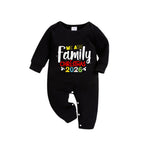 Christmas Family Matching Pajamas-Black Top and Green Plaid Pants Pjs Set with "We Are Family Christmas 2026" Artistic Font Print