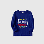 Christmas Family Matching Pajamas-Cozy Blue Pjs Set with "We Are Family Christmas 2026" Artistic Font Print